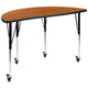 Oak |#| Mobile 76inch Oval Wave Activity Table Set-18inch Student Stack Chairs, Oak/Black