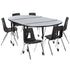 Mobile 76" Oval Wave Flexible Laminate Activity Table Set with 18" Student Stack Chairs