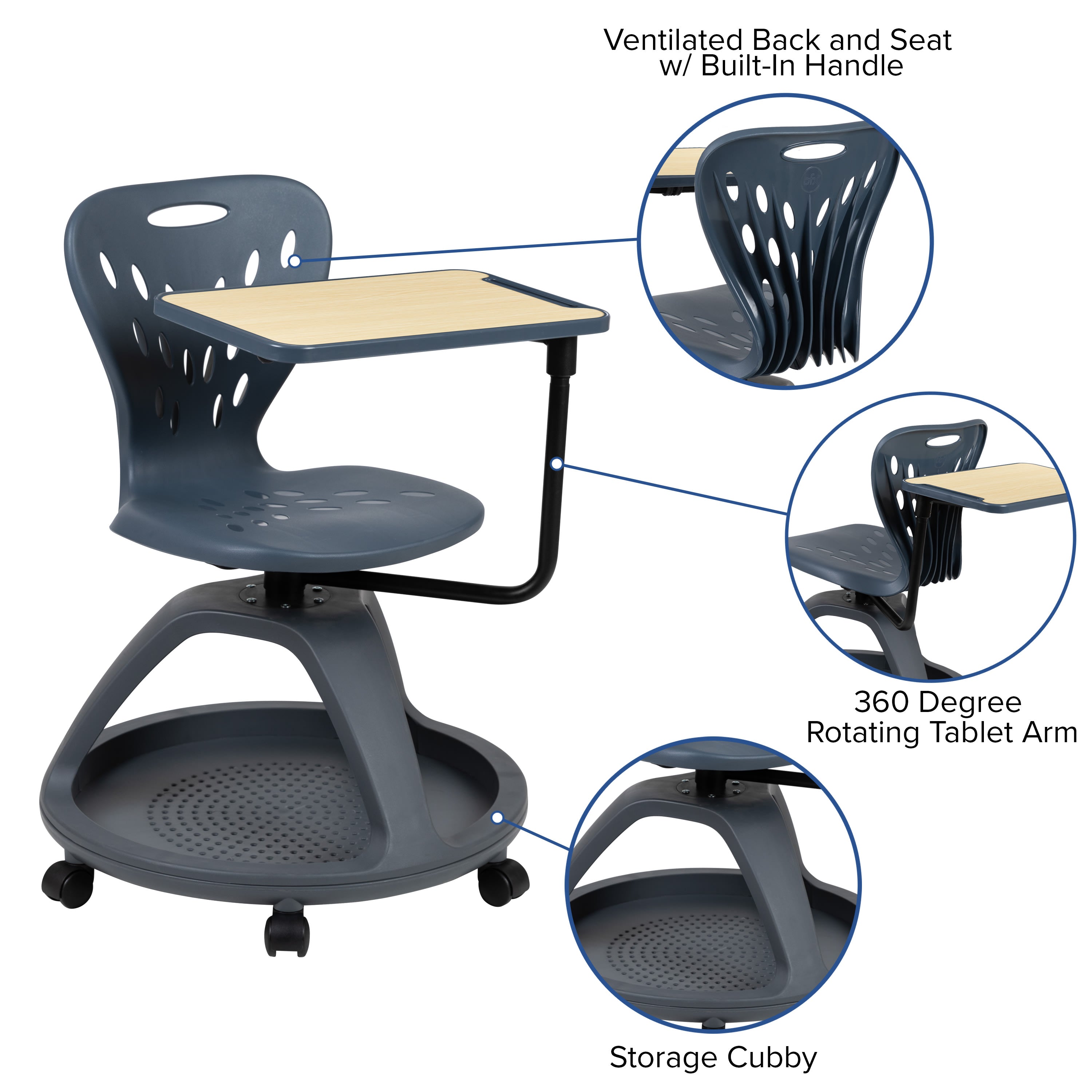 Rolling chair sale with desk attached