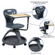 Dark Gray |#| Dark Gray Mobile Desk Chair - 360° Tablet Rotation and Storage Cubby