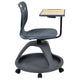 Dark Gray |#| Dark Gray Mobile Desk Chair - 360° Tablet Rotation and Storage Cubby