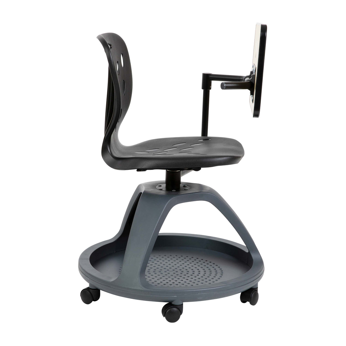 Black |#| Black Mobile Desk Chair - 360° Tablet Rotation and Storage Cubby