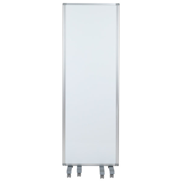 Mobile Magnetic Whiteboard 3 Section Partition with Locking Casters, 72inchH x 24inchW