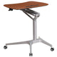 Mahogany |#| Mobile Sit/Stand Mahogany Computer Desk w/ 28.25inchW Top (Adj Range 29inch - 41inch)