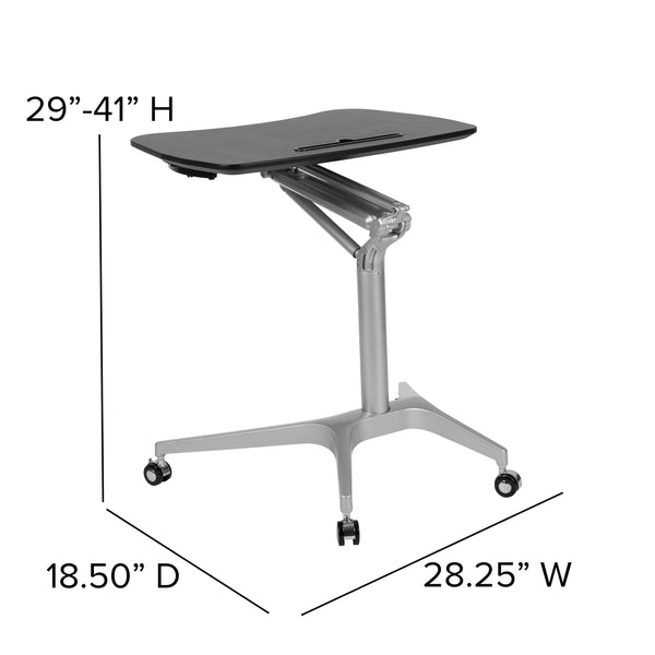 Black |#| Black Mobile Sit-Down, Stand-Up Ergonomic Computer Desk - Standing Desk