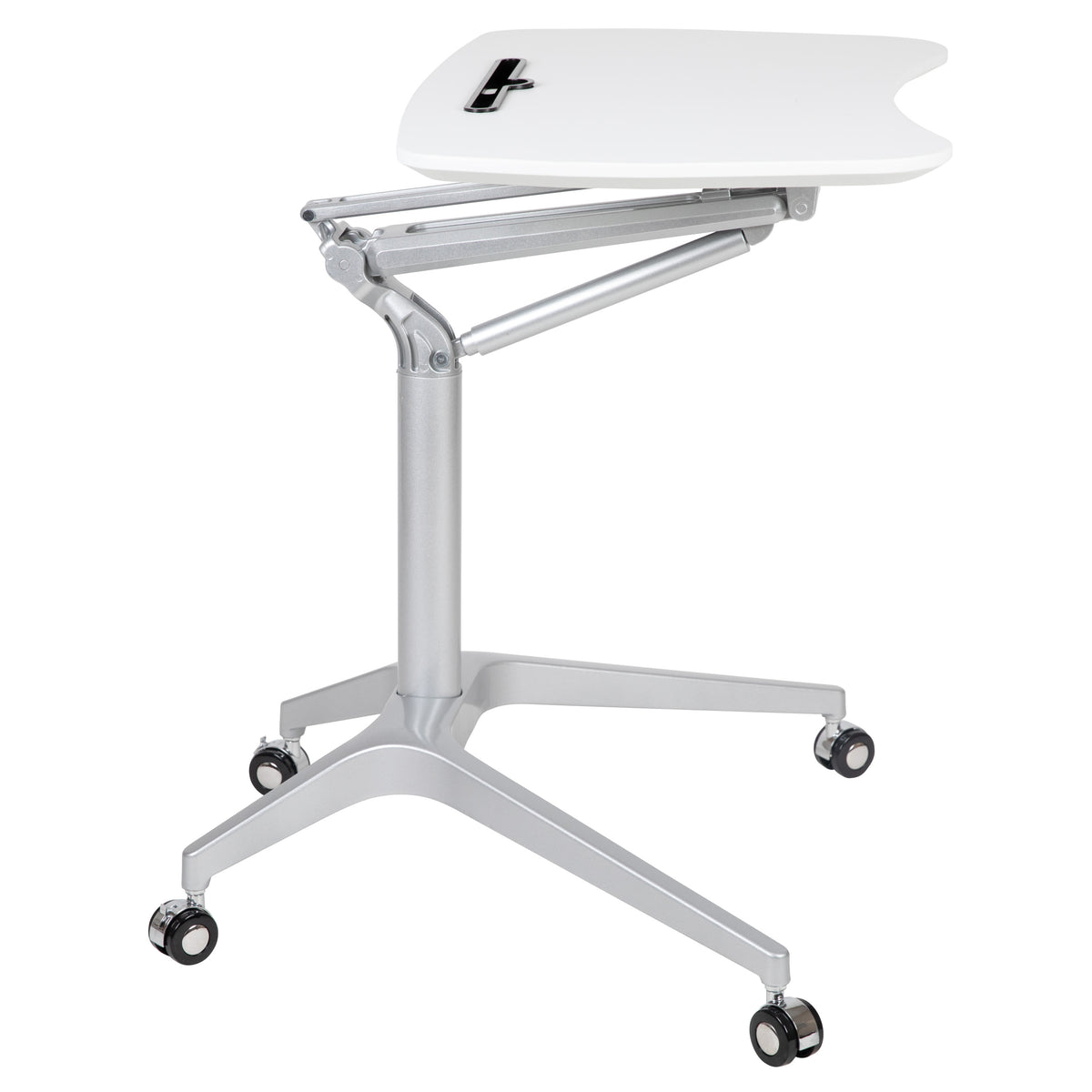 White |#| White Mobile Sit-Down, Stand-Up Ergonomic Computer Desk - Standing Desk