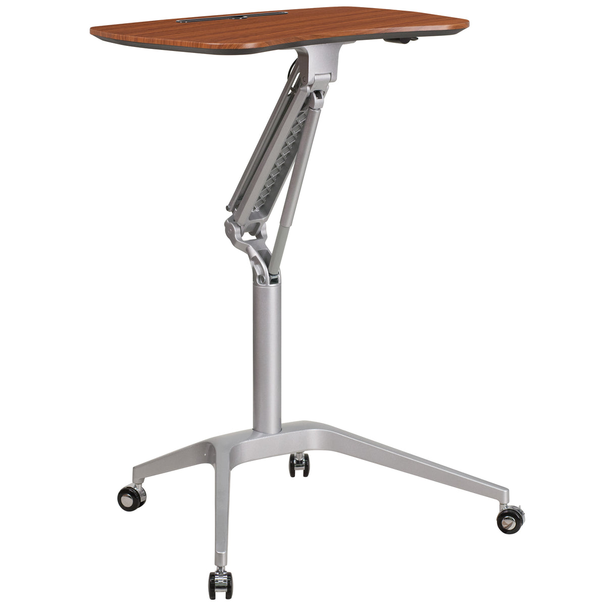 Mahogany |#| Mobile Sit/Stand Mahogany Computer Desk w/ 28.25inchW Top (Adj Range 29inch - 41inch)