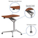 Mahogany |#| Mobile Sit/Stand Mahogany Computer Desk w/ 28.25inchW Top (Adj Range 29inch - 41inch)