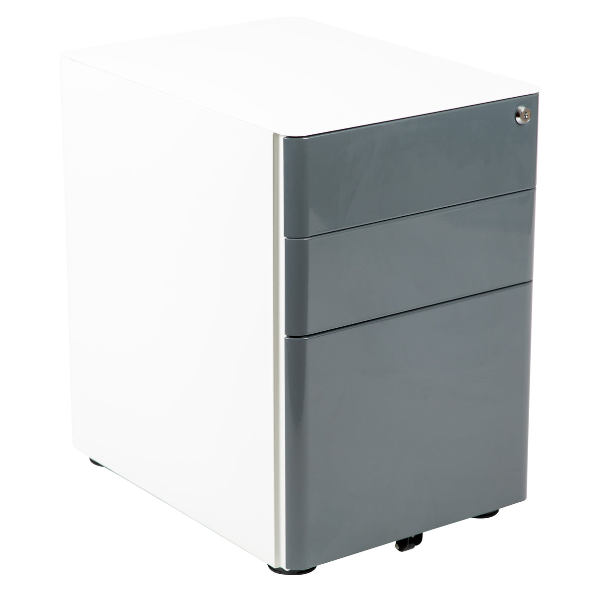 Space Solutions 3 Drawer Modern Metal Vertical File Cabinet with Lock in Silver