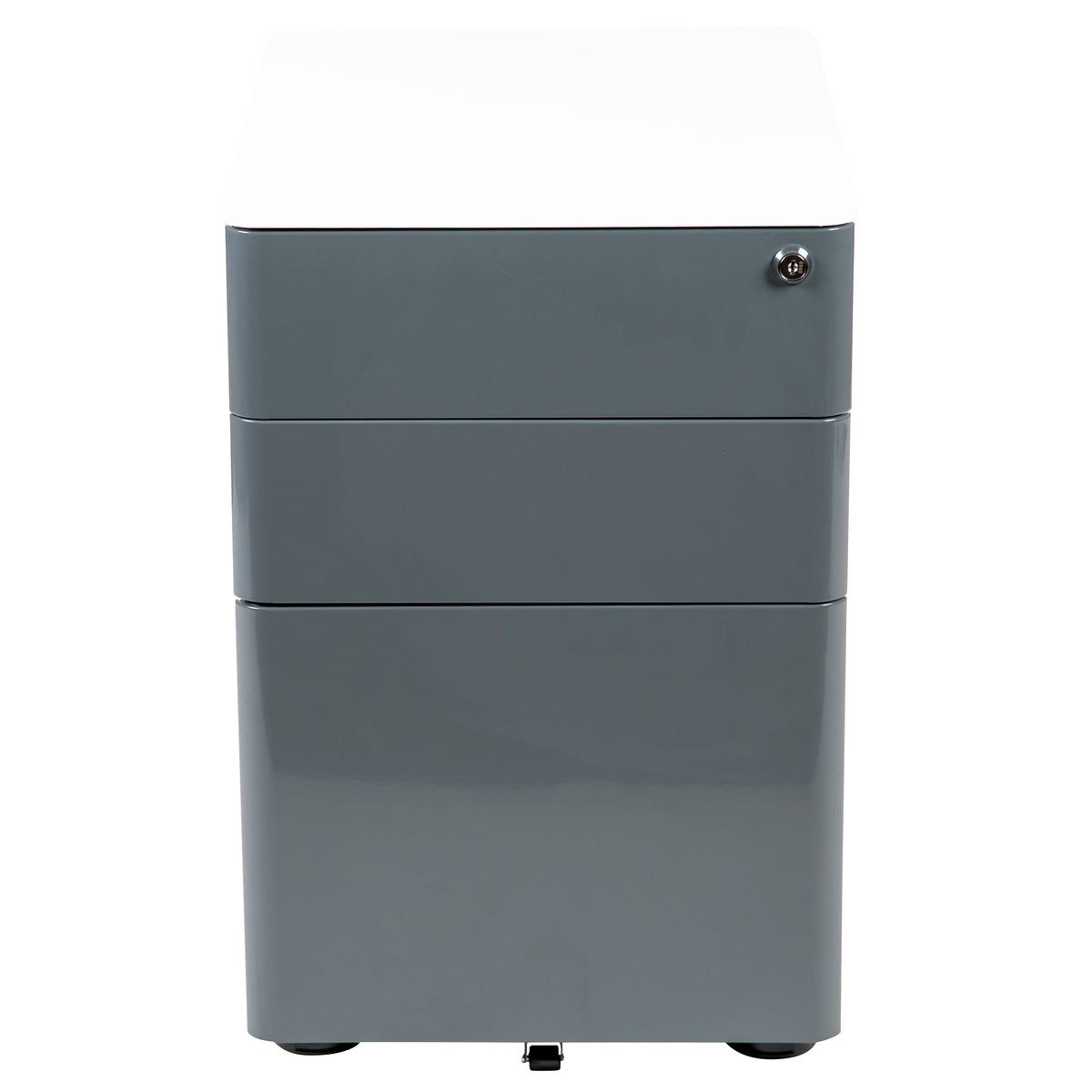 White and Charcoal |#| Modern 3-Drawer Mobile Locking Filing Cabinet-White with Charcoal Faceplate