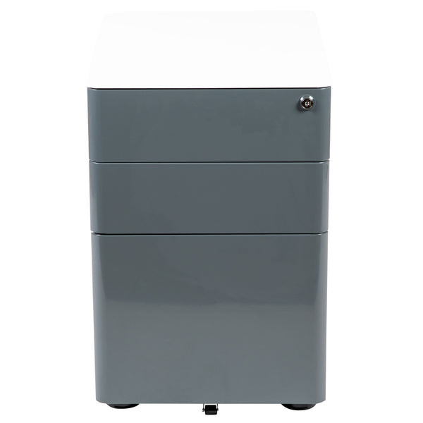 White and Charcoal |#| Modern 3-Drawer Mobile Locking Filing Cabinet-White with Charcoal Faceplate