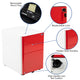 White and Red |#| Modern 3-Drawer Mobile Locking Filing Cabinet-White with Red Faceplate