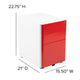 White and Red |#| Modern 3-Drawer Mobile Locking Filing Cabinet-White with Red Faceplate