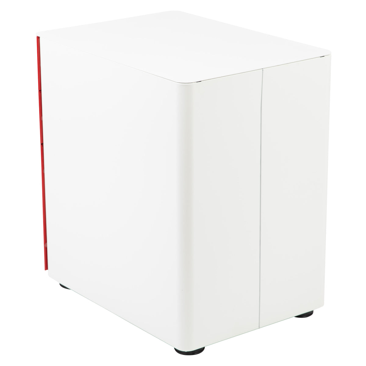 White and Red |#| Modern 3-Drawer Mobile Locking Filing Cabinet-White with Red Faceplate