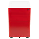 White and Red |#| Modern 3-Drawer Mobile Locking Filing Cabinet-White with Red Faceplate