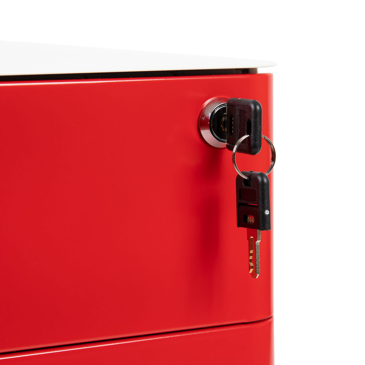 White and Red |#| Modern 3-Drawer Mobile Locking Filing Cabinet-White with Red Faceplate