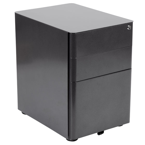 Black |#| Modern 3-Drawer Mobile Locking Filing Cabinet Storage Organizer-Black