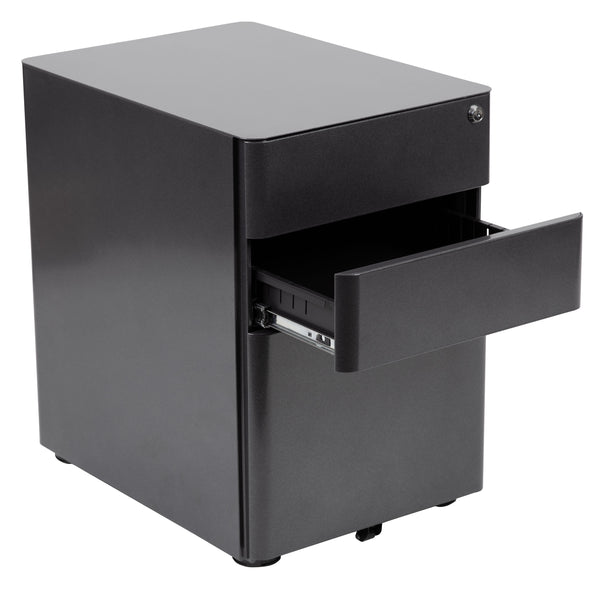 Black |#| Modern 3-Drawer Mobile Locking Filing Cabinet Storage Organizer-Black