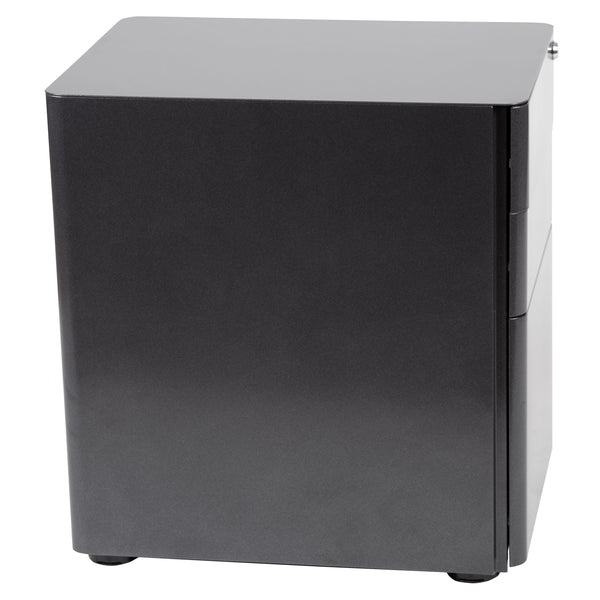 Black |#| Modern 3-Drawer Mobile Locking Filing Cabinet Storage Organizer-Black