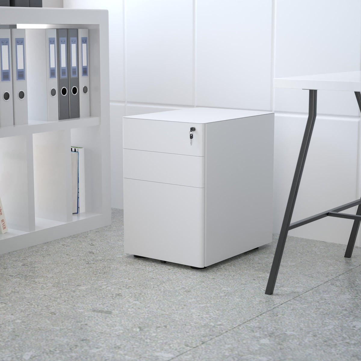 White |#| Modern 3-Drawer Mobile Locking Filing Cabinet Storage Organizer-White