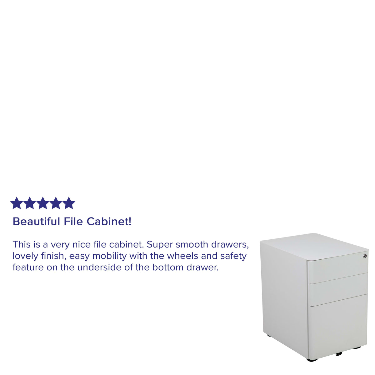 White |#| Modern 3-Drawer Mobile Locking Filing Cabinet Storage Organizer-White