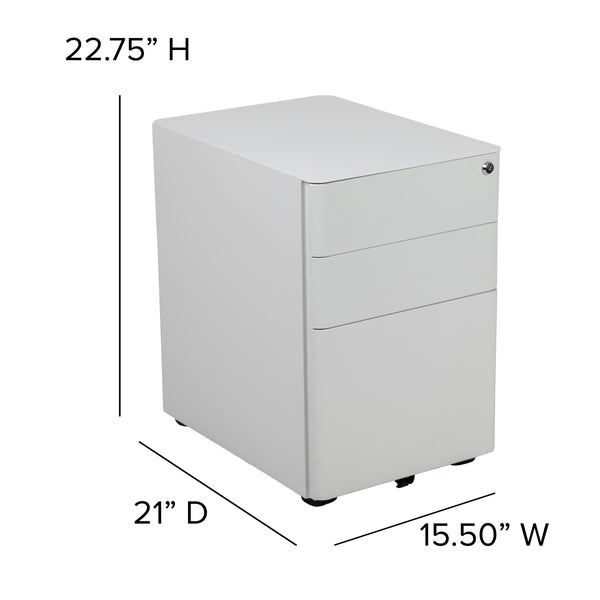 White |#| Modern 3-Drawer Mobile Locking Filing Cabinet Storage Organizer-White