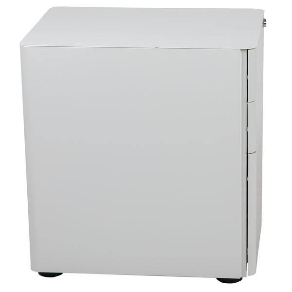 White |#| Modern 3-Drawer Mobile Locking Filing Cabinet Storage Organizer-White