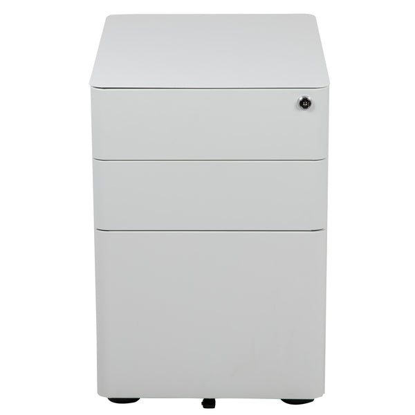 White |#| Modern 3-Drawer Mobile Locking Filing Cabinet Storage Organizer-White