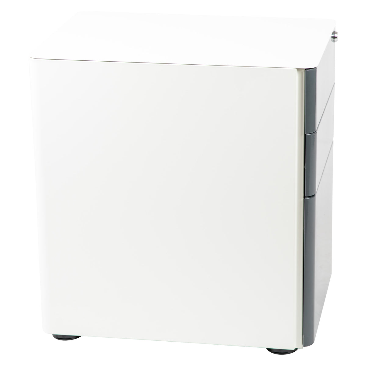 White and Charcoal |#| Modern 3-Drawer Mobile Locking Filing Cabinet-White with Charcoal Faceplate