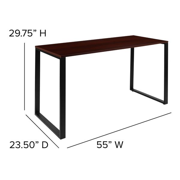 Mahogany |#| Commercial Grade Industrial Style Office Desk - 55inch Length (Mahogany)