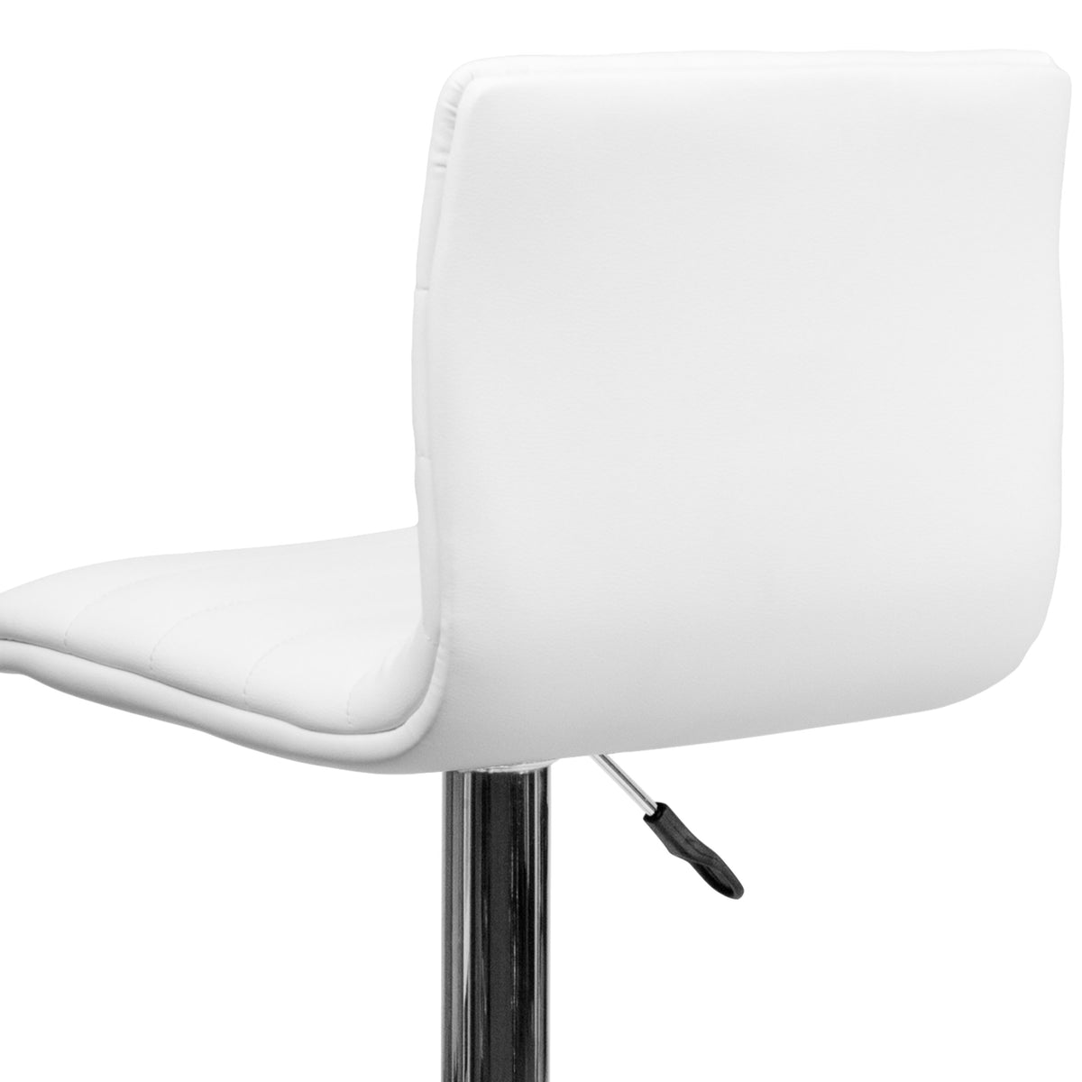 White Vinyl/Chrome Frame |#| White Vinyl Adjustable Height Barstool w/ Horizontal Stitch Back & Chrome Base