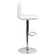 White Vinyl/Chrome Frame |#| White Vinyl Adjustable Height Barstool w/ Horizontal Stitch Back & Chrome Base