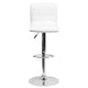 White Vinyl/Chrome Frame |#| White Vinyl Adjustable Height Barstool w/ Horizontal Stitch Back & Chrome Base