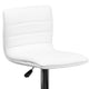 White Vinyl/Chrome Frame |#| White Vinyl Adjustable Height Barstool w/ Horizontal Stitch Back & Chrome Base