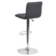 Gray Vinyl/Chrome Frame |#| Gray Vinyl Adjustable Height Barstool w/ Horizontal Stitch Back & Chrome Base