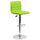 Green Vinyl/Chrome Frame |#| Green Vinyl Adjustable Height Barstool w/ Horizontal Stitch Back & Chrome Base