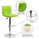 Green Vinyl/Chrome Frame |#| Green Vinyl Adjustable Height Barstool w/ Horizontal Stitch Back & Chrome Base