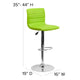 Green Vinyl/Chrome Frame |#| Green Vinyl Adjustable Height Barstool w/ Horizontal Stitch Back & Chrome Base