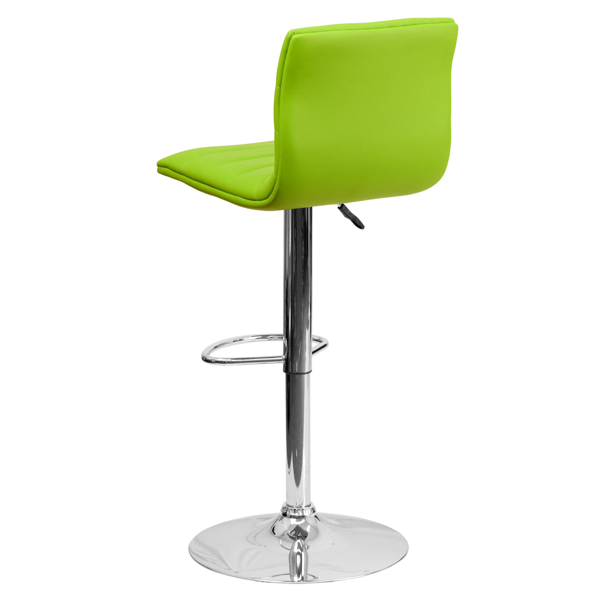 Green Vinyl/Chrome Frame |#| Green Vinyl Adjustable Height Barstool w/ Horizontal Stitch Back & Chrome Base