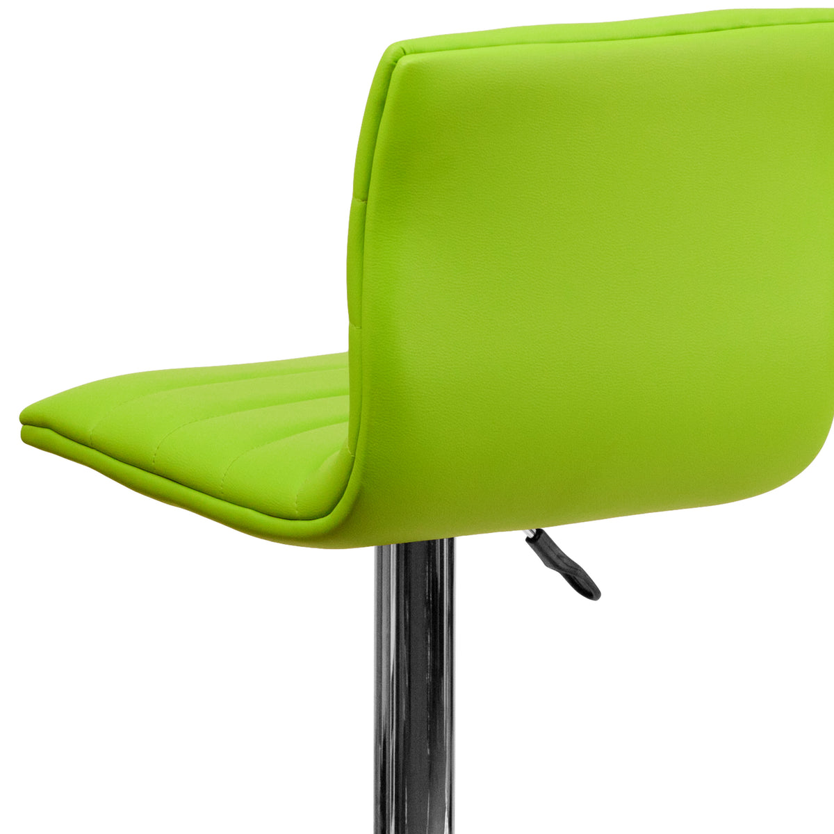 Green Vinyl/Chrome Frame |#| Green Vinyl Adjustable Height Barstool w/ Horizontal Stitch Back & Chrome Base