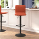 Cognac Vinyl/Black Frame |#| Cognac Vinyl Adjustable Height Barstool w/ Horizontal Stitch Back & Black Base