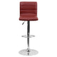 Burgundy Vinyl/Chrome Frame |#| Burgundy Vinyl Adjustable Height Barstool with Horizontal Stitch Back