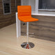 Orange Vinyl/Chrome Frame |#| Orange Vinyl Adjustable Height Barstool w/ Horizontal Stitch Back & Chrome Base