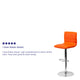 Orange Vinyl/Chrome Frame |#| Orange Vinyl Adjustable Height Barstool w/ Horizontal Stitch Back & Chrome Base