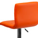 Orange Vinyl/Chrome Frame |#| Orange Vinyl Adjustable Height Barstool w/ Horizontal Stitch Back & Chrome Base