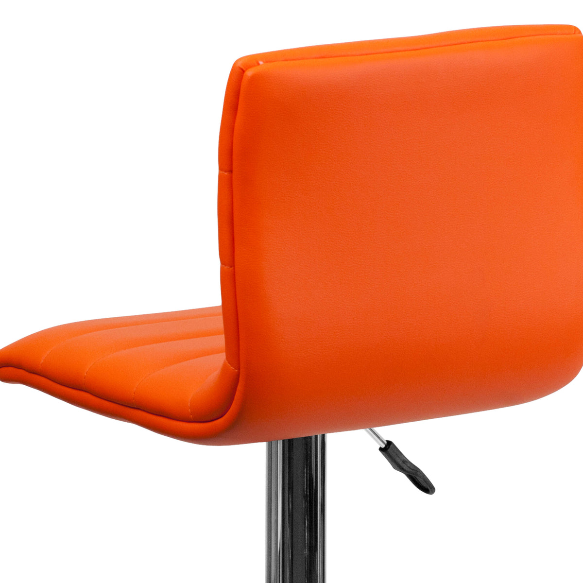 Orange Vinyl/Chrome Frame |#| Orange Vinyl Adjustable Height Barstool w/ Horizontal Stitch Back & Chrome Base