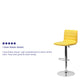 Yellow Vinyl/Chrome Frame |#| Yellow Vinyl Adjustable Height Barstool w/ Horizontal Stitch Back & Chrome Base