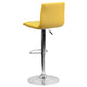 Yellow Vinyl/Chrome Frame |#| Yellow Vinyl Adjustable Height Barstool w/ Horizontal Stitch Back & Chrome Base