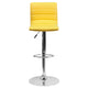 Yellow Vinyl/Chrome Frame |#| Yellow Vinyl Adjustable Height Barstool w/ Horizontal Stitch Back & Chrome Base