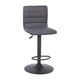 Gray Vinyl/Black Frame |#| Gray Vinyl Adjustable Height Barstool w/ Horizontal Stitch Back & Black Base